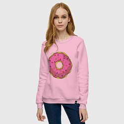 Свитшот хлопковый женский Сладкий пончик, цвет: светло-розовый — фото 2