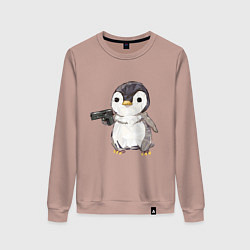 Женский свитшот Пингвин с пистолетом