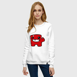 Свитшот хлопковый женский Super Meat Boy, цвет: белый — фото 2