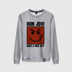 Свитшот хлопковый женский Bon Jovi: Have a nice day, цвет: меланж