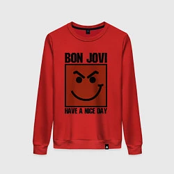 Свитшот хлопковый женский Bon Jovi: Have a nice day, цвет: красный