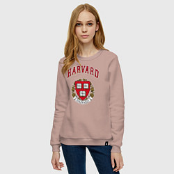 Свитшот хлопковый женский Harvard university, цвет: пыльно-розовый — фото 2