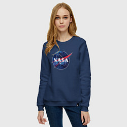 Свитшот хлопковый женский NASA: Cosmic Logo, цвет: тёмно-синий — фото 2