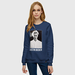 Свитшот хлопковый женский Justin Bieber, цвет: тёмно-синий — фото 2