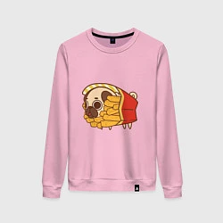 Свитшот хлопковый женский Мопс-картофель фри, цвет: светло-розовый