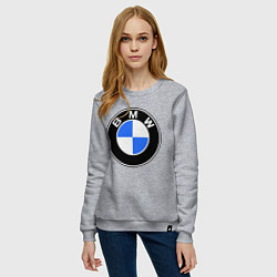 Свитшот хлопковый женский Logo BMW, цвет: меланж — фото 2