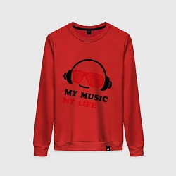 Свитшот хлопковый женский My music my life, цвет: красный