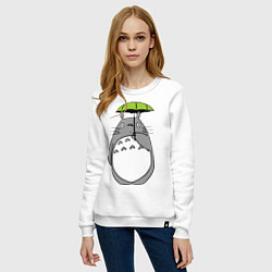 Свитшот хлопковый женский Totoro с зонтом, цвет: белый — фото 2