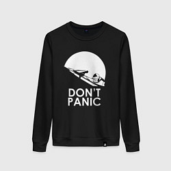 Свитшот хлопковый женский Elon: Don't Panic, цвет: черный