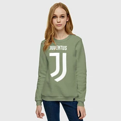 Свитшот хлопковый женский FC Juventus, цвет: авокадо — фото 2