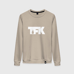 Свитшот хлопковый женский TFK: White Logo, цвет: миндальный