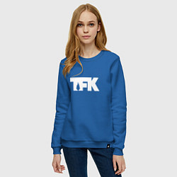 Свитшот хлопковый женский TFK: White Logo, цвет: синий — фото 2