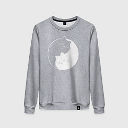 Свитшот хлопковый женский Котики Инь Янь, цвет: меланж
