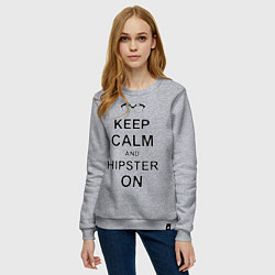 Свитшот хлопковый женский Keep Calm & Hipster on, цвет: меланж — фото 2