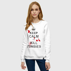 Свитшот хлопковый женский Keep Calm & Kill Zombies, цвет: белый — фото 2