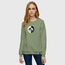 Свитшот хлопковый женский Street Workout Инь Янь, цвет: авокадо — фото 2