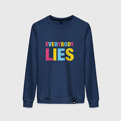 Свитшот хлопковый женский Everybody Lies, цвет: тёмно-синий