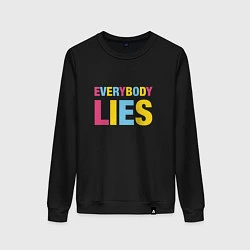 Свитшот хлопковый женский Everybody Lies, цвет: черный