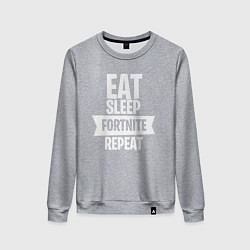 Свитшот хлопковый женский Eat Sleep Fortnite Repeat, цвет: меланж