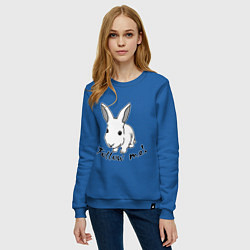 Свитшот хлопковый женский Rabbit: follow me, цвет: синий — фото 2