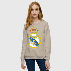 Свитшот хлопковый женский Real Madrid FC, цвет: миндальный — фото 2