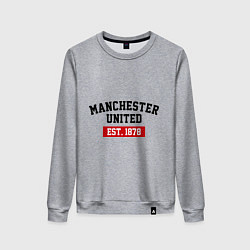 Свитшот хлопковый женский FC Manchester United Est. 1878, цвет: меланж