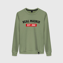 Свитшот хлопковый женский FC Real Madrid Est. 1902, цвет: авокадо