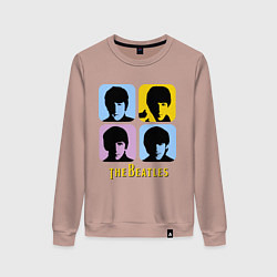 Свитшот хлопковый женский The Beatles: pop-art, цвет: пыльно-розовый