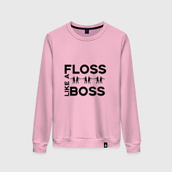 Свитшот хлопковый женский Floss like a boss, цвет: светло-розовый