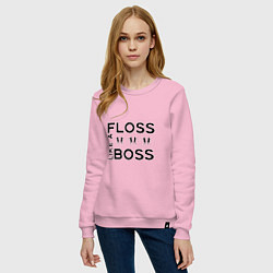Свитшот хлопковый женский Floss like a boss, цвет: светло-розовый — фото 2