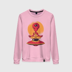Свитшот хлопковый женский Медитация пришельца, цвет: светло-розовый