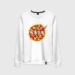 Свитшот хлопковый женский NASA: Pizza, цвет: белый