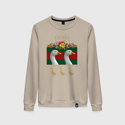 Свитшот хлопковый женский GUSSI: Flowers Style, цвет: миндальный