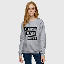 Свитшот хлопковый женский I love bad boys, цвет: меланж — фото 2