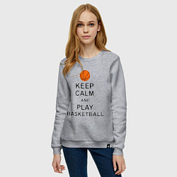 Свитшот хлопковый женский Keep Calm & Play Basketball, цвет: меланж — фото 2