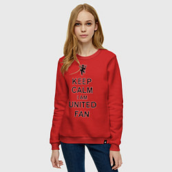 Свитшот хлопковый женский Keep Calm & United fan, цвет: красный — фото 2