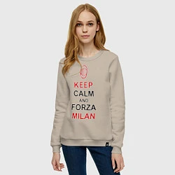 Свитшот хлопковый женский Keep Calm & Forza Milan, цвет: миндальный — фото 2