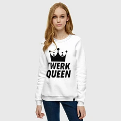 Свитшот хлопковый женский Twerk Queen, цвет: белый — фото 2