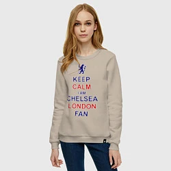 Свитшот хлопковый женский Keep Calm & Chelsea London fan, цвет: миндальный — фото 2