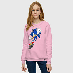 Свитшот хлопковый женский Sonic, цвет: светло-розовый — фото 2