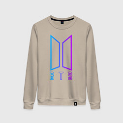 Свитшот хлопковый женский BTS: Neon Night, цвет: миндальный