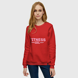 Свитшот хлопковый женский Fitness girl, цвет: красный — фото 2
