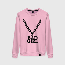 Свитшот хлопковый женский Bad girl chain, цвет: светло-розовый