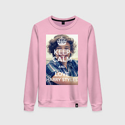 Свитшот хлопковый женский Keep Calm & Love Harry Styles, цвет: светло-розовый