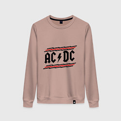 Свитшот хлопковый женский AC/DC Voltage цвета пыльно-розовый — фото 1