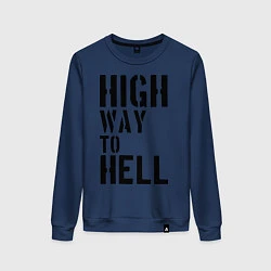 Свитшот хлопковый женский High way to hell, цвет: тёмно-синий