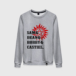 Свитшот хлопковый женский Sam Dean Bobby Castiel, цвет: меланж