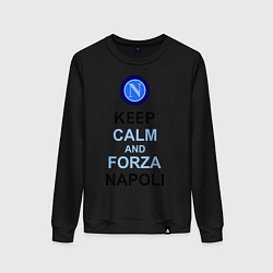 Свитшот хлопковый женский Keep Calm & Forza Napoli, цвет: черный