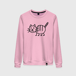 Свитшот хлопковый женский Рисунок кота, цвет: светло-розовый