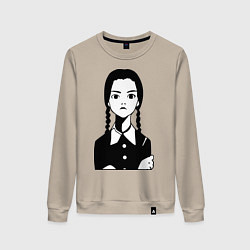 Свитшот хлопковый женский Wednesday Addams, цвет: миндальный